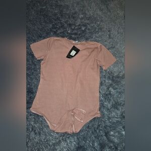 Fashion Nova Blush Ribbed Bodysuit